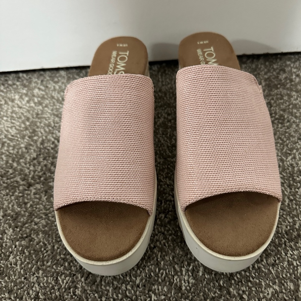 Toms Pink Mules with Platform Sole